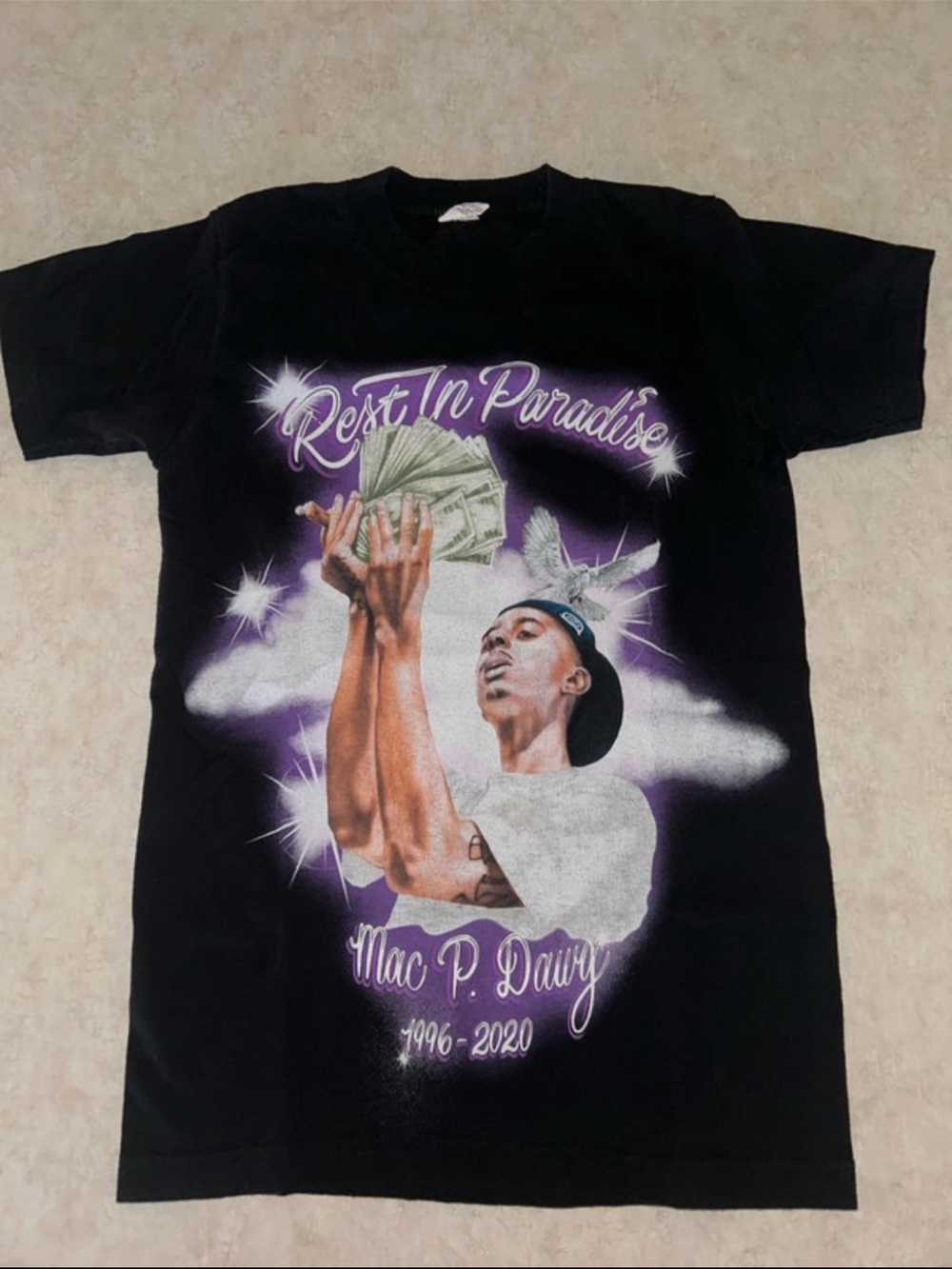 Black 'Rest In Paradise' Mac P. Dawg Memorial Graphic Tee